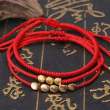 3Pcs Copper Bead Bracelets Colorful Braided Rope Boho Jewelry Set