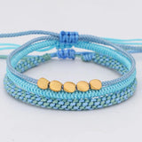 3Pcs Copper Bead Bracelets Colorful Braided Rope Boho Jewelry Set