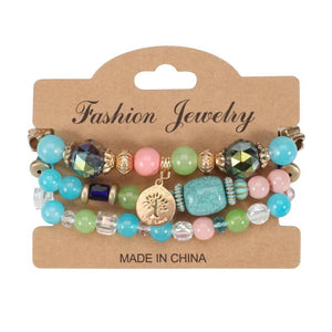 Bohemian Women Multicolor Beads Eyes Palm Heart Wing Charm Bracelets