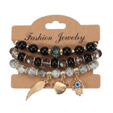 Bohemian Women Multicolor Beads Eyes Palm Heart Wing Charm Bracelets