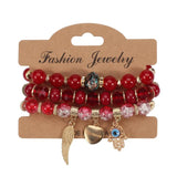 Bohemian Women Multicolor Beads Eyes Palm Heart Wing Charm Bracelets