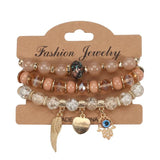 Bohemian Women Multicolor Beads Eyes Palm Heart Wing Charm Bracelets