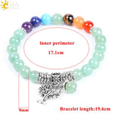 CSJA Green Aventurine 7 Chakra Yoga Bracelet Healing Tree Jewelry F127