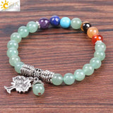 CSJA Green Aventurine 7 Chakra Yoga Bracelet Healing Tree Jewelry F127