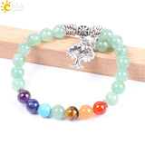 CSJA Green Aventurine 7 Chakra Yoga Bracelet Healing Tree Jewelry F127