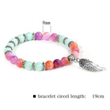Angel Wing Charm Bracelet Natural Beads Bangle Friendship Jewelry