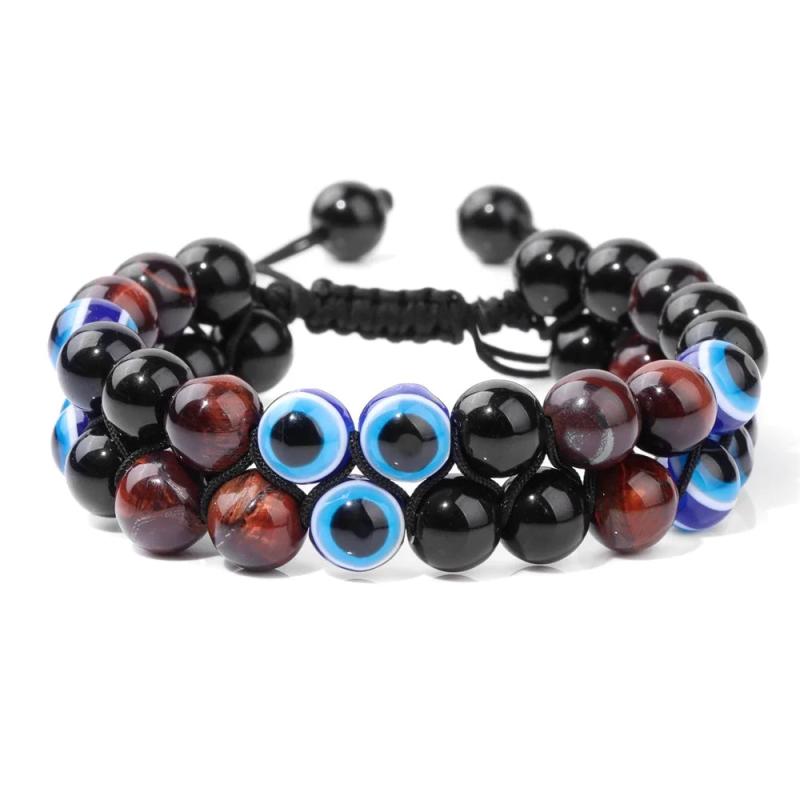 Tiger Eye Double Layer Bracelet Natural Stone Beads Elastic Yoga Jewelry