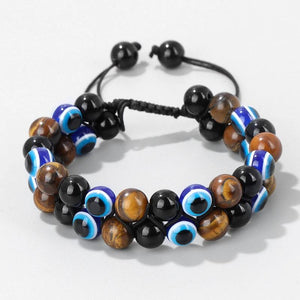 Tiger Eye Double Layer Bracelet Natural Stone Beads Elastic Yoga Jewelry