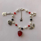 Beaded Guitar Strawberry Bracelet Retro Gothic Y2K