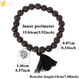 CSJA Natural Stone Bracelet Yoga Healing Beads Boho Tassel Jewelry G834