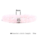 Natural Kunsite Beads Bracelet with CZ Ball Charm Bangle for Women