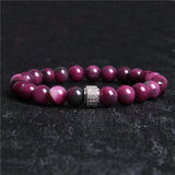 Natural Kunsite Beads Bracelet with CZ Ball Charm Bangle for Women