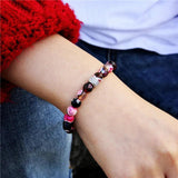 Natural Kunsite Beads Bracelet with CZ Ball Charm Bangle for Women