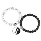 CSJA Tai Chi Yin Yang Bracelets Pair 8MM Agates Beads
