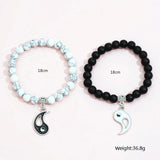CSJA Tai Chi Yin Yang Bracelets Pair 8MM Agates Beads