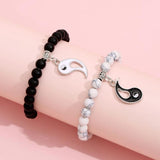 CSJA Tai Chi Yin Yang Bracelets Pair 8MM Agates Beads