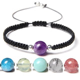 Natural Stone Charm Bracelet Quartz Crystal Cuff Leather Chain Bangle