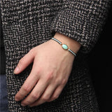 Natural Stone Charm Bracelet Quartz Crystal Cuff Leather Chain Bangle