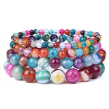 Stone Beaded Bracelets Fire Agates Striped Agates Bohemia Men Women Jewelry
