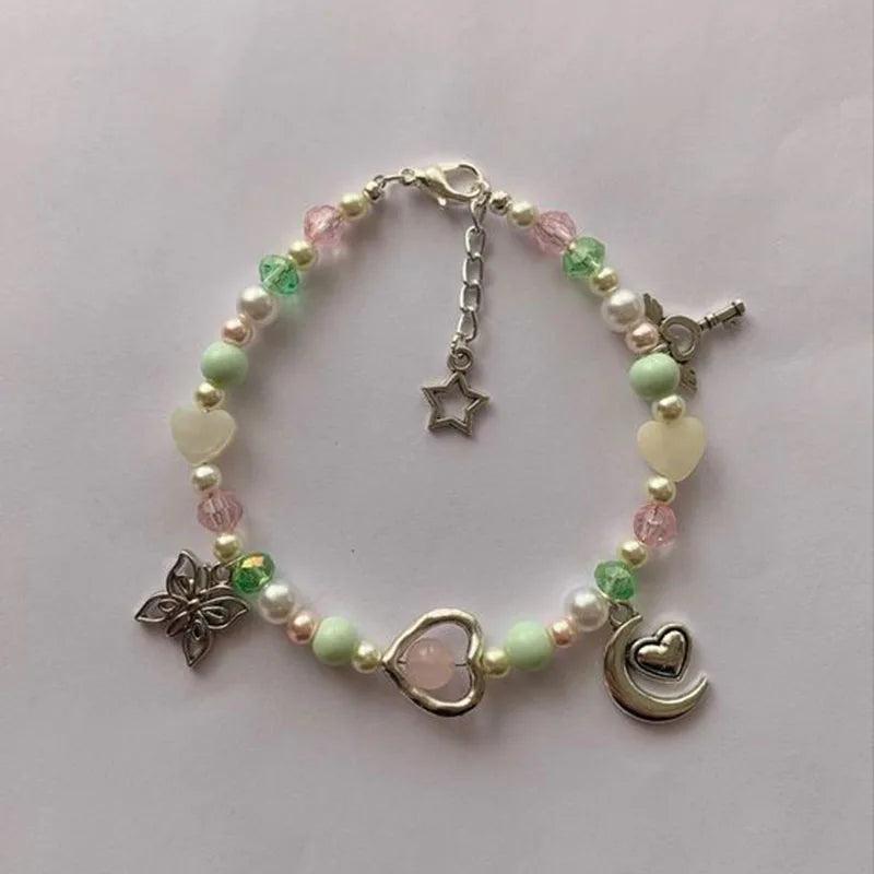 Heart Pearl Bracelet Star Moon beads Y2K
