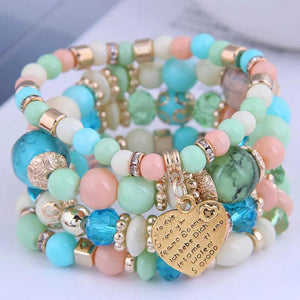 Bohemian Crystal Beads Strand Bracelet Women Ethnic Tree Of Life Charm Wrap