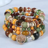 Bohemian Crystal Beads Strand Bracelet Women Ethnic Tree Of Life Charm Wrap