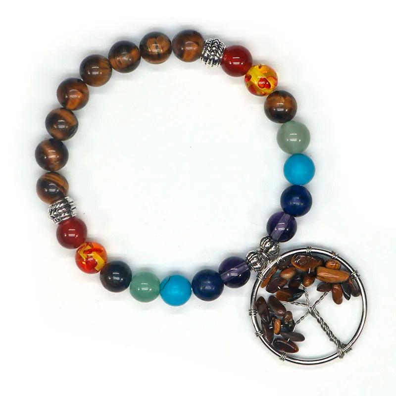 Chippings Stone Beaded Tree Of Life Bracelet Women Yoga Reiki Healing