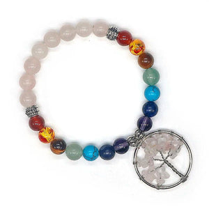 Chippings Stone Beaded Tree Of Life Bracelet Women Yoga Reiki Healing
