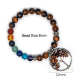 Chippings Stone Beaded Tree Of Life Bracelet Women Yoga Reiki Healing