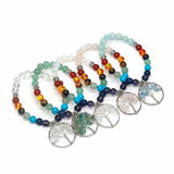 Chippings Stone Beaded Tree Of Life Bracelet Women Yoga Reiki Healing