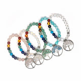 Chippings Stone Beaded Tree Of Life Bracelet Women Yoga Reiki Healing