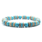 Bohemian 8mm Wood Stone Bracelet Turquoise Tiger Eyes