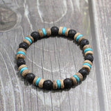 Bohemian 8mm Wood Stone Bracelet Turquoise Tiger Eyes