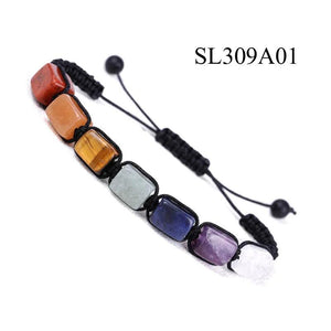 Natural Stone Bracelet 7 Chakras Adjustable Woven Friendship Jewelry
