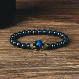 Tiger Eye Lion Head Crown Bracelet Men Vintage High Nature Stone Bracelet