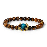 Tiger Eye Lion Head Crown Bracelet Men Vintage High Nature Stone Bracelet