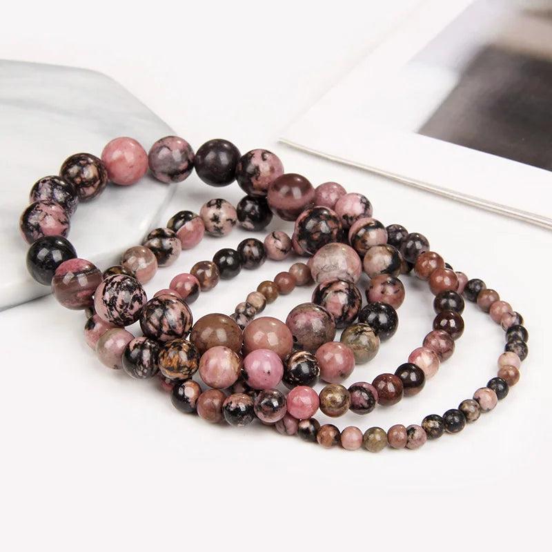 Rhodonite Beaded Bracelet Healing Soul Healthy Jewelry Gift