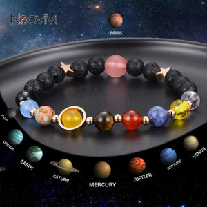 Solar System Universe Yoga Bracelet 9 Planets Stone Beads Men Women Jewelry