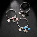 Stainless Steel Women's Bracelets Cuff Bangles Footprint Angle Tassel Charms