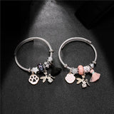 Stainless Steel Women's Bracelets Cuff Bangles Footprint Angle Tassel Charms
