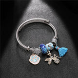 Stainless Steel Women's Bracelets Cuff Bangles Footprint Angle Tassel Charms