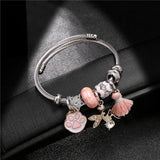 Stainless Steel Women's Bracelets Cuff Bangles Footprint Angle Tassel Charms