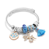 Stainless Steel Women's Bracelets Cuff Bangles Footprint Angle Tassel Charms