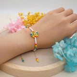 Shinus Sunflower Smiley Charm Bracelet Rainbow Beads Tiny Beaded Bracelets