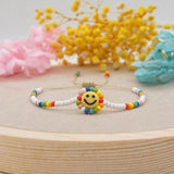 Shinus Sunflower Smiley Charm Bracelet Rainbow Beads Tiny Beaded Bracelets