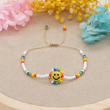 Shinus Sunflower Smiley Charm Bracelet Rainbow Beads Tiny Beaded Bracelets