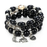 Boho Crystal Charm Bracelets Set for Women, Vintage Ethnic Beads