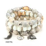 Boho Crystal Charm Bracelets Set for Women, Vintage Ethnic Beads
