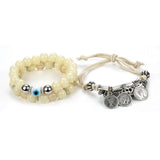 Boho Crystal Charm Bracelets Set for Women, Vintage Ethnic Beads