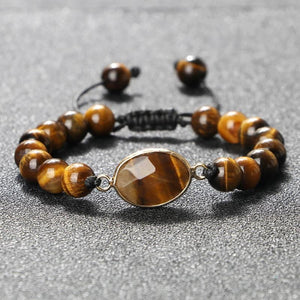 Tiger Eye Stone Bracelet Men Pendant Beaded Wrap Bracelets